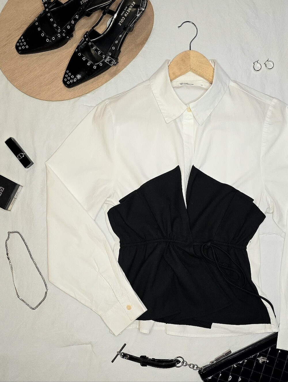 Oak + Fort Drawstring Waist Corset Overlay Top